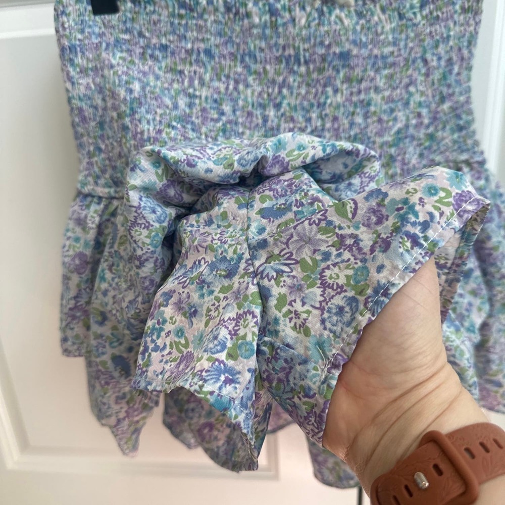 Entro Size Large Lavender, Blue and Green Floral Tiered Mini Skort - Picture 4 of 4